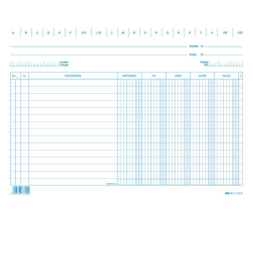 100 schede dare/avere/saldo/iva - 17 x 24 cm orizz. - Edipro